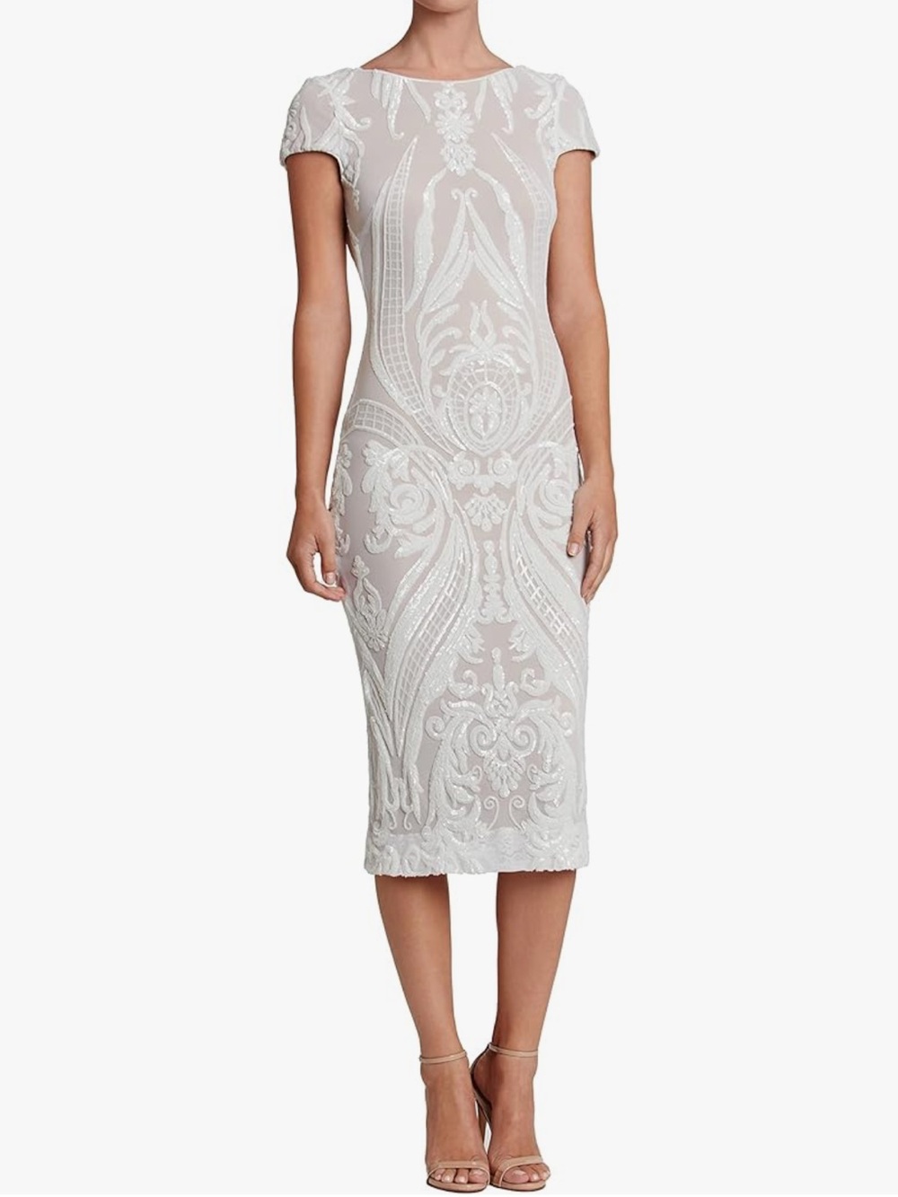 Dress The Population Women’s Marcella Scoop Back Sequence Dress Midi Small